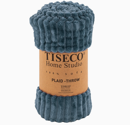 Plaid Home Studio RIBBLE microflanelle bleu nocturne 130/160 cm