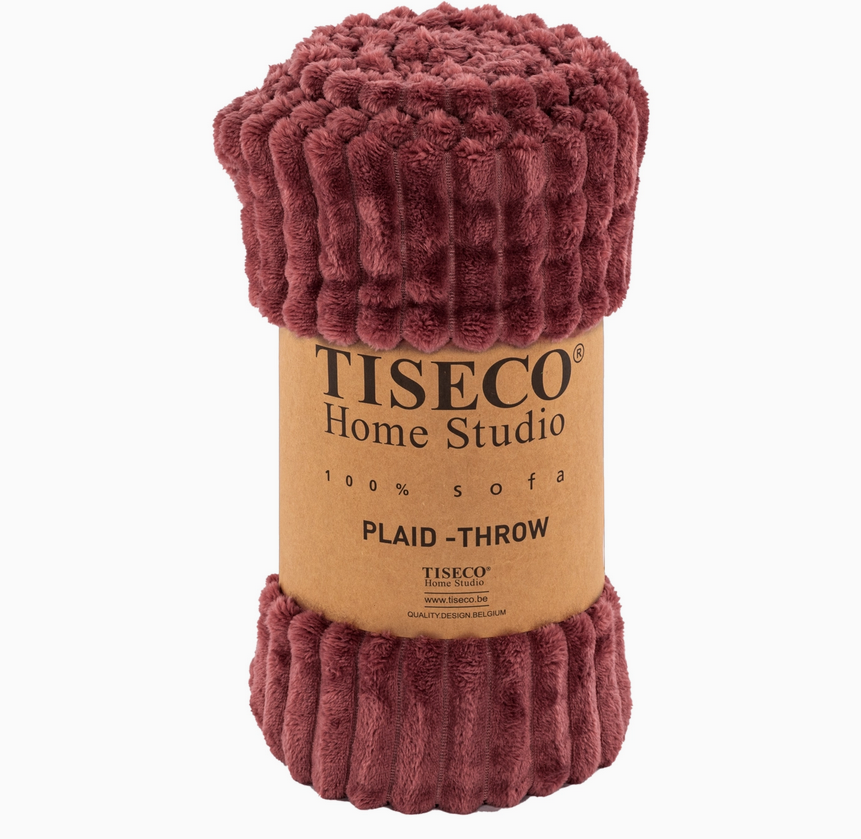 Plaid Home Studio RIBBLE microflanelle rouge bordeaux 130/160 cm