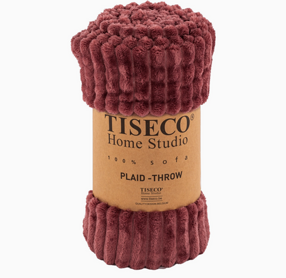 Plaid Home Studio RIBBLE microflanelle rouge bordeaux 130/160 cm