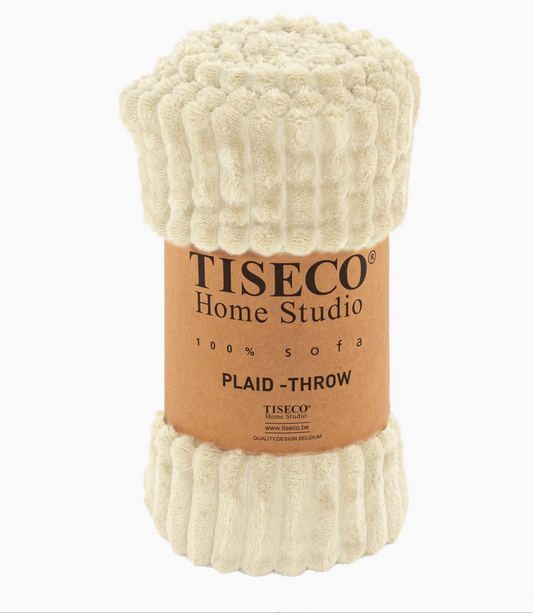 Plaid Micro Studio RIBBLE microflanelle beige claire 130/160 cm